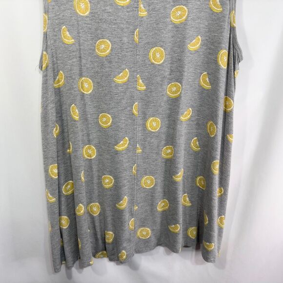 Cato Plus Size 18 20 Tank Top Gray Lemon Print Knit Rayon Scoop Neck Cami 1570 - Picture 6 of 8